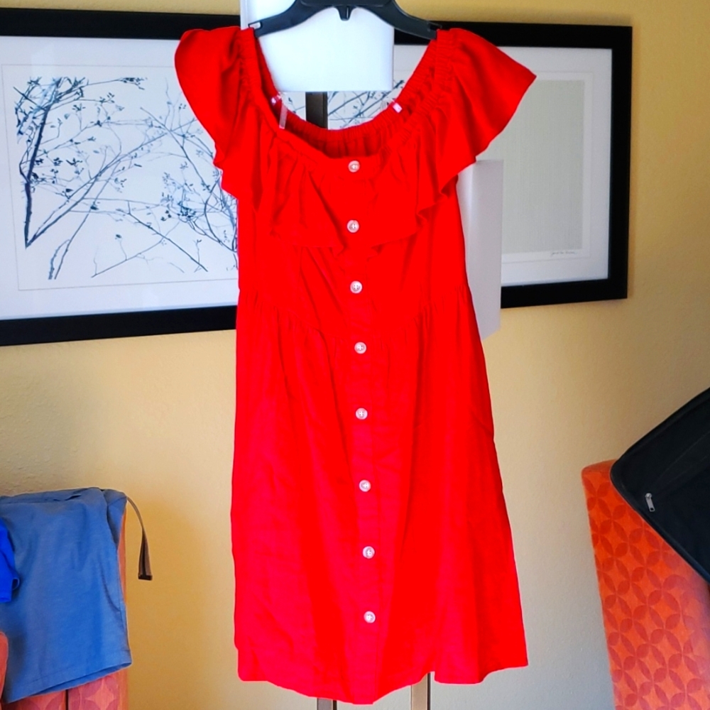 Gianni Bini red, linen mini dress size Large *NWT*